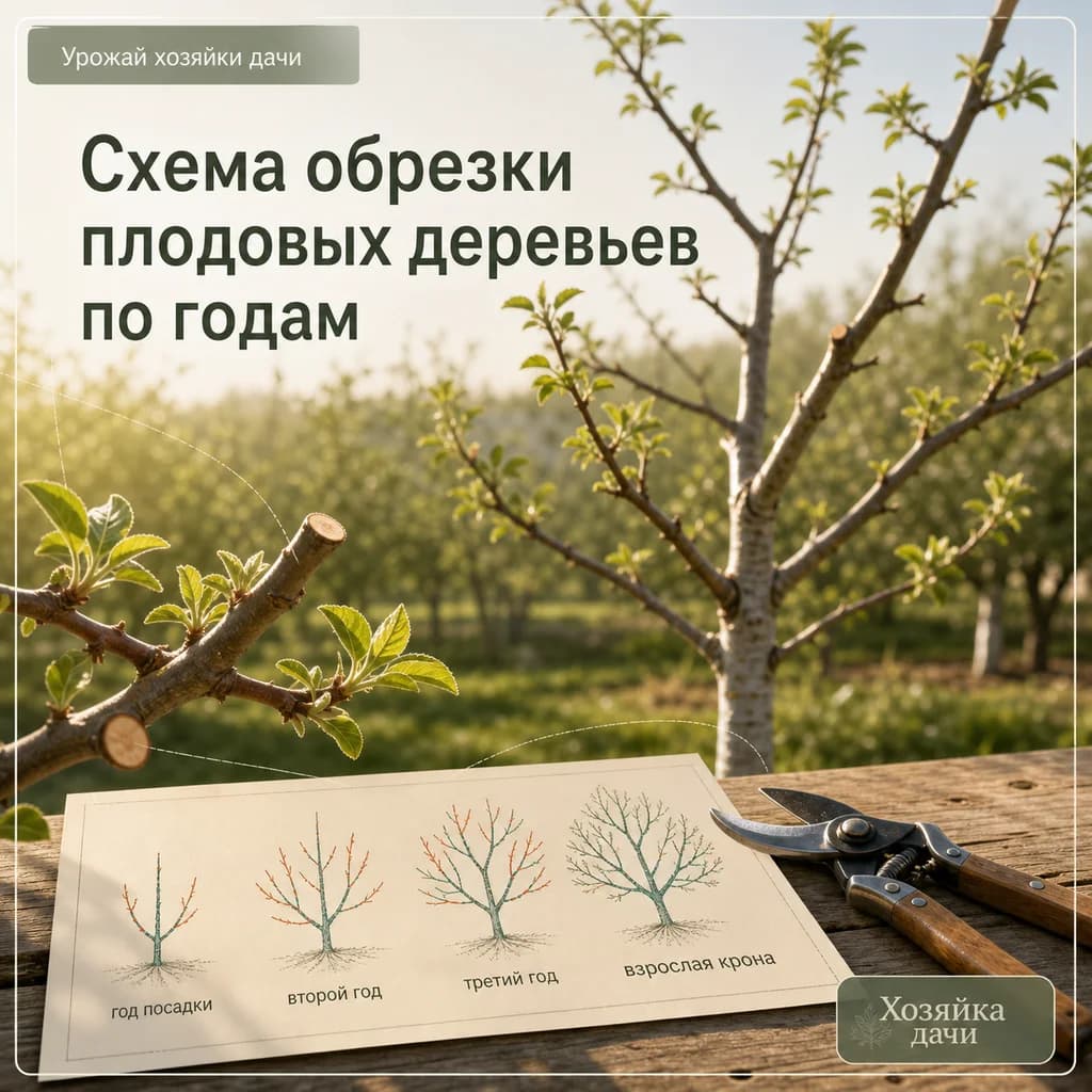 Схема обрезки плодовых деревьев по годам