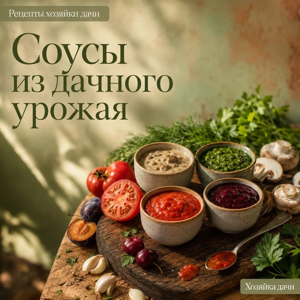 Подборка домашних соусов из дачного урожая