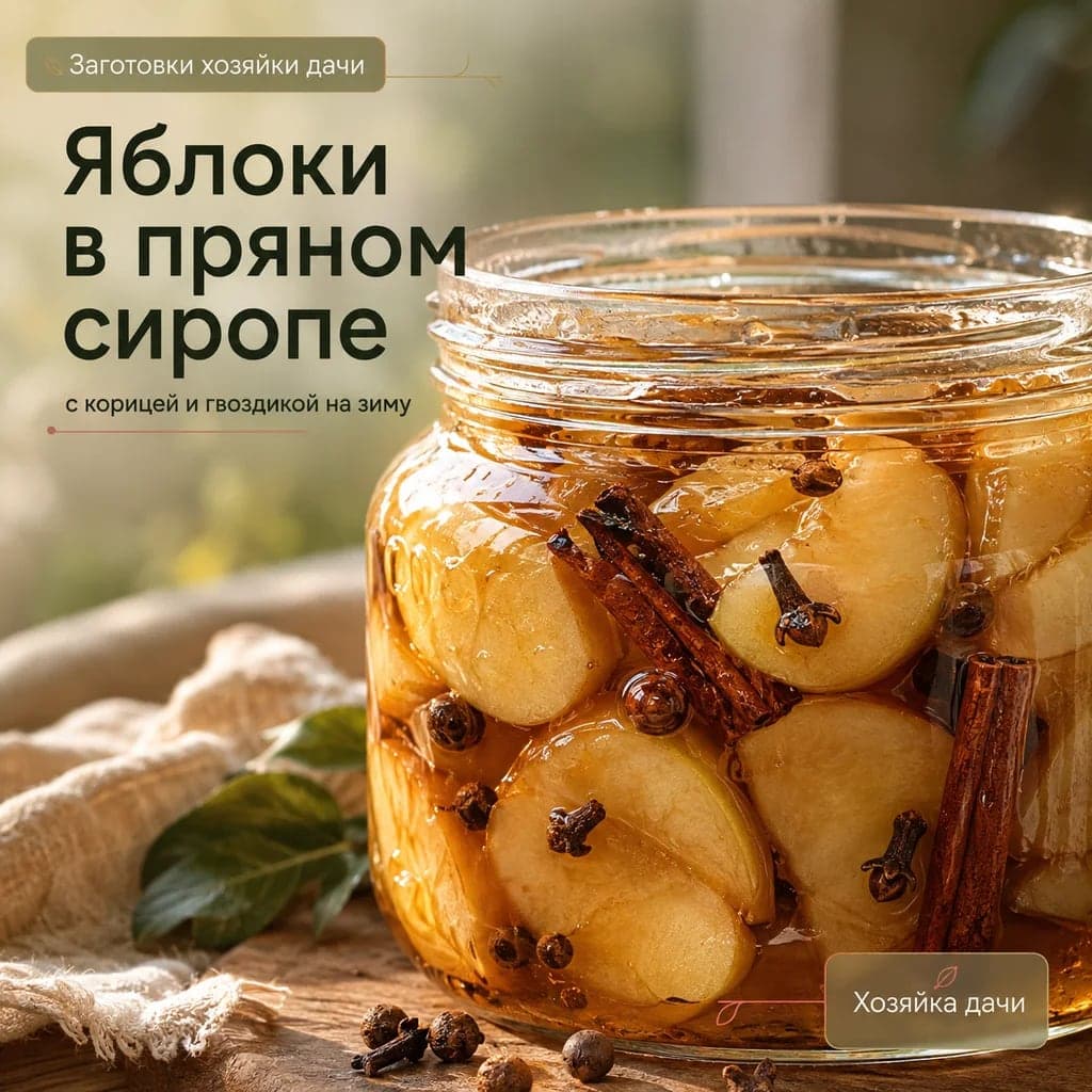 Яблоки в пряном сиропе с корицей и гвоздикой на зиму