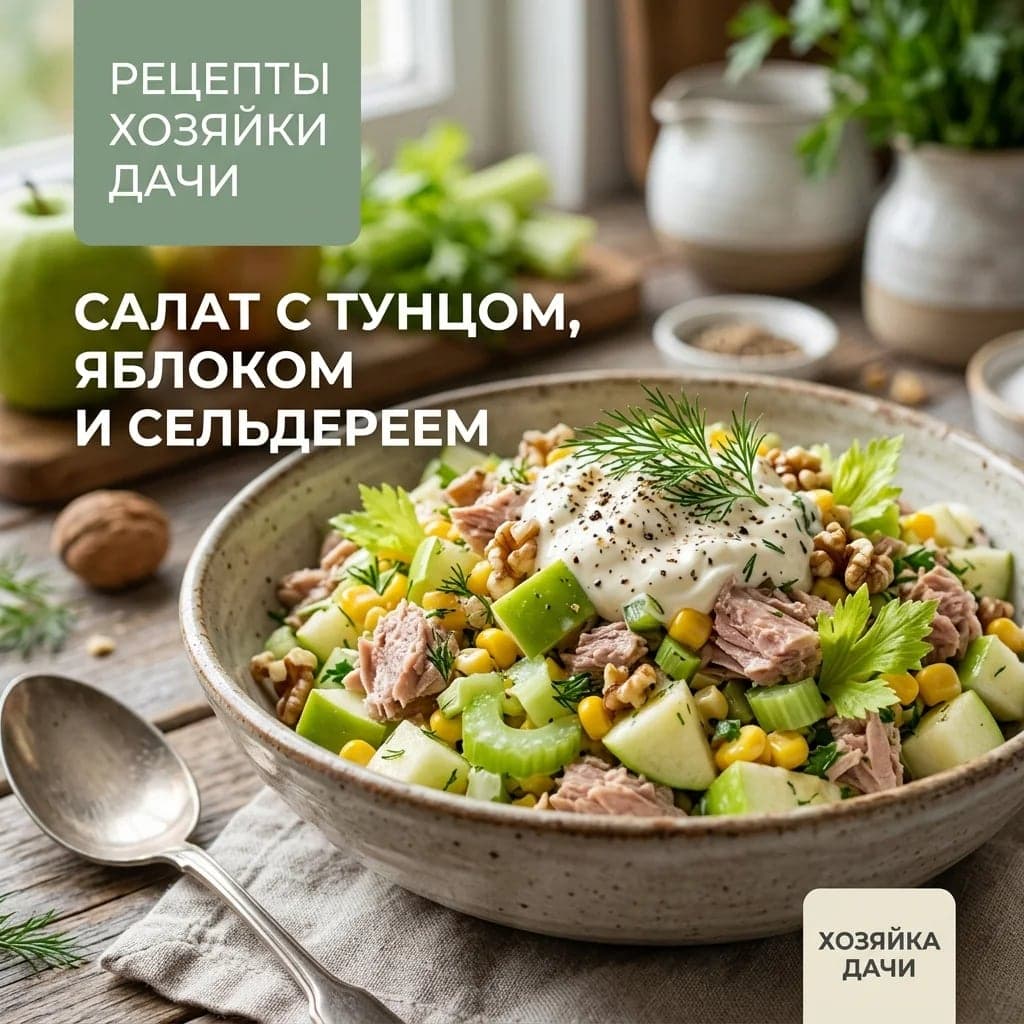 Салат с тунцом, яблоком и сельдереем