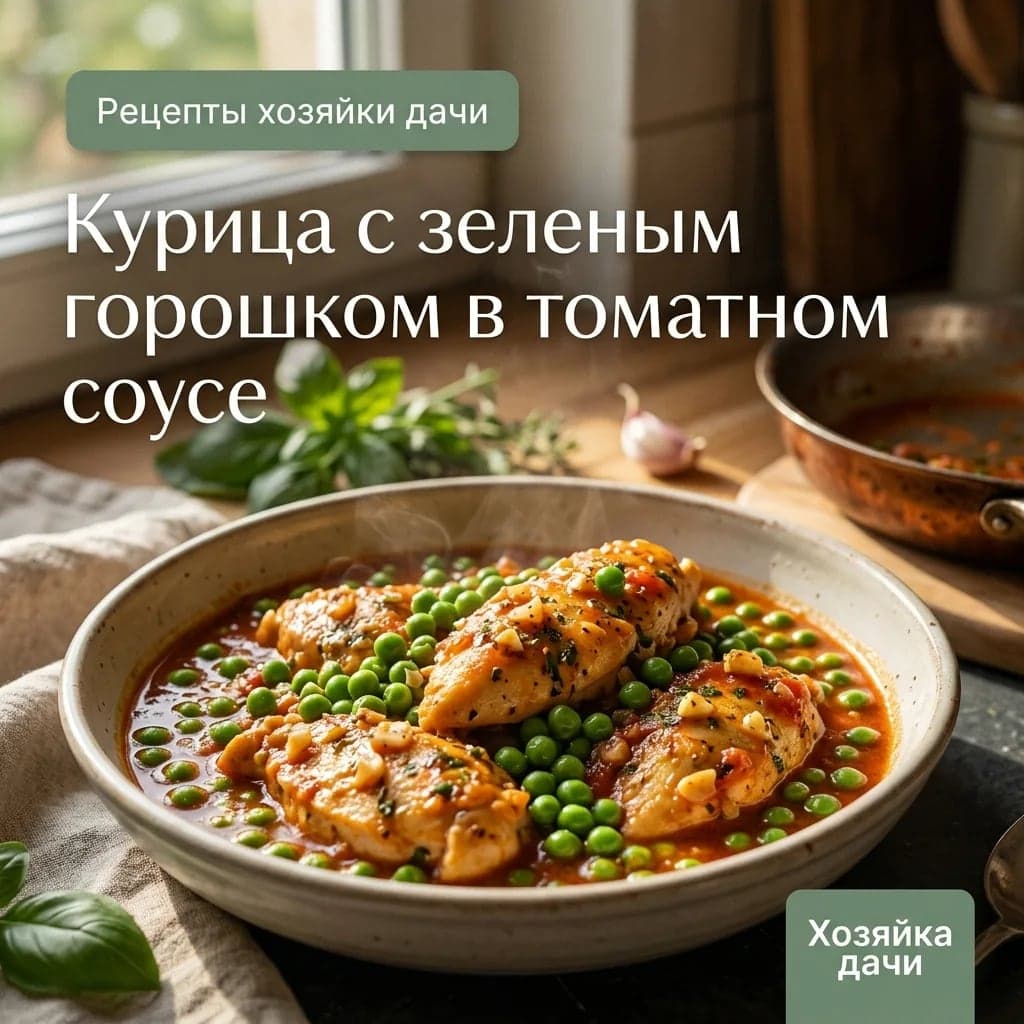 Курица с зеленым горошком в томатном соусе