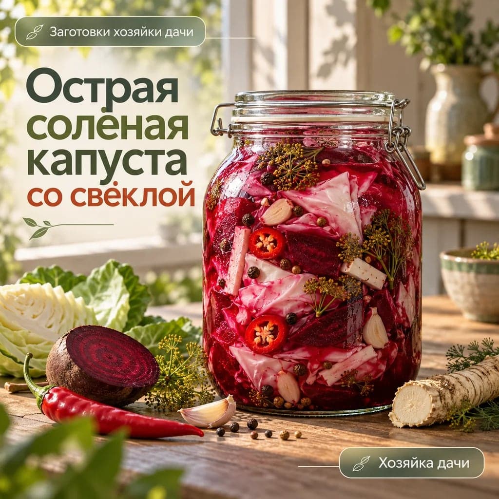 Острая солёная капуста со свёклой