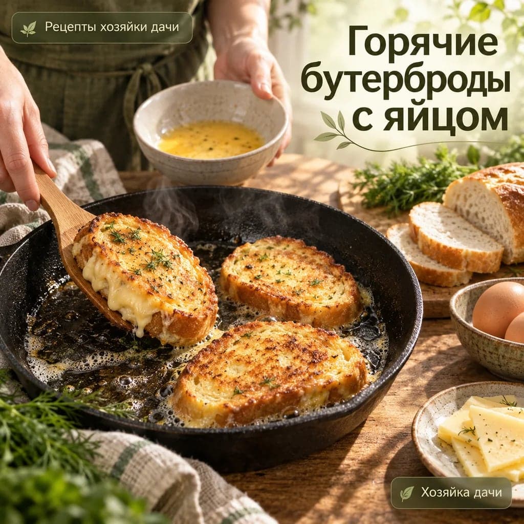 Горячие бутерброды из батона с яйцом на сковороде