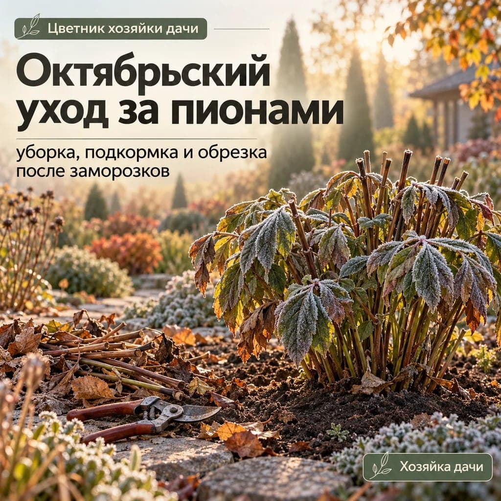Октябрьский уход за пионами: уборка, подкормка и обрезка после заморозков