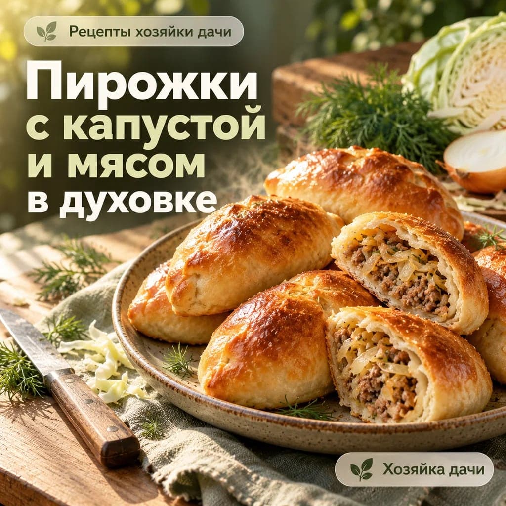 Пирожки с капустой и мясом в духовке