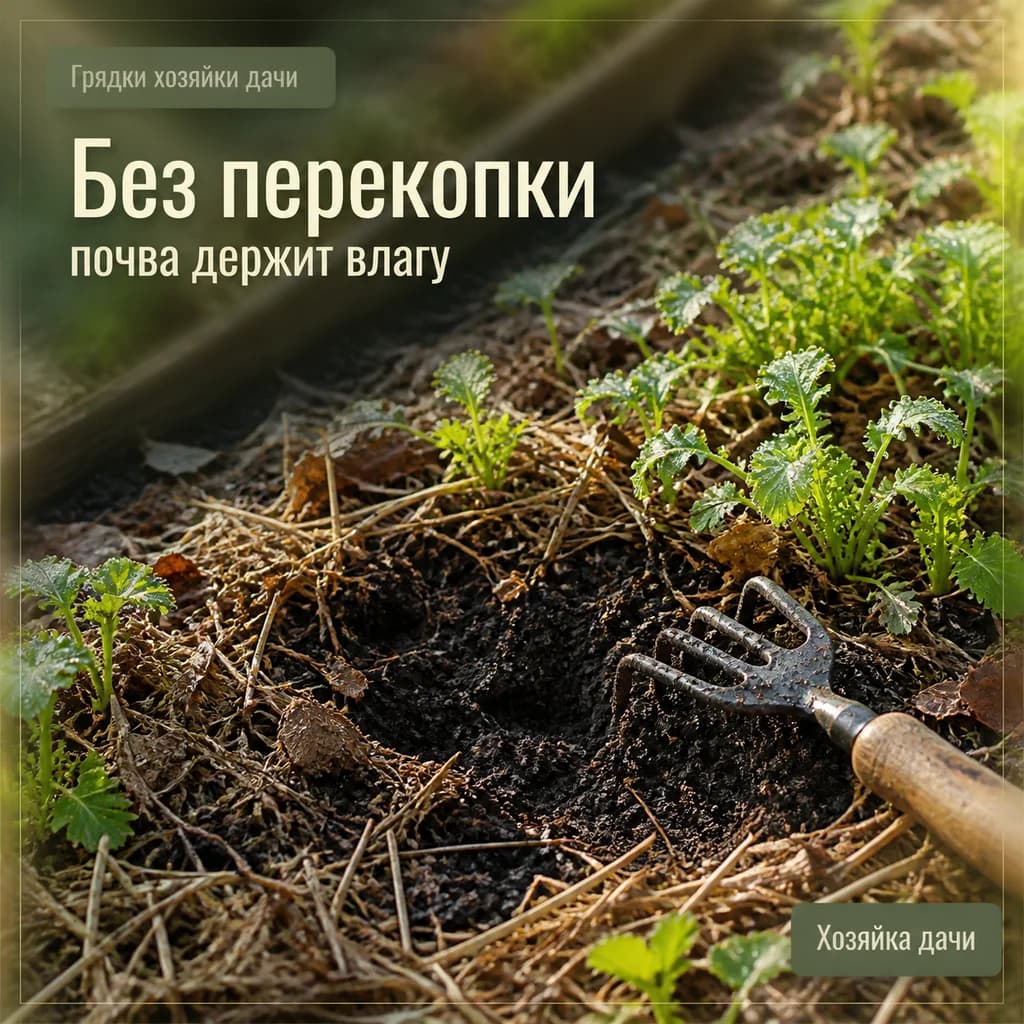 Отказ от ежегодной перекопки помогает сохранить структуру и влагу в почве