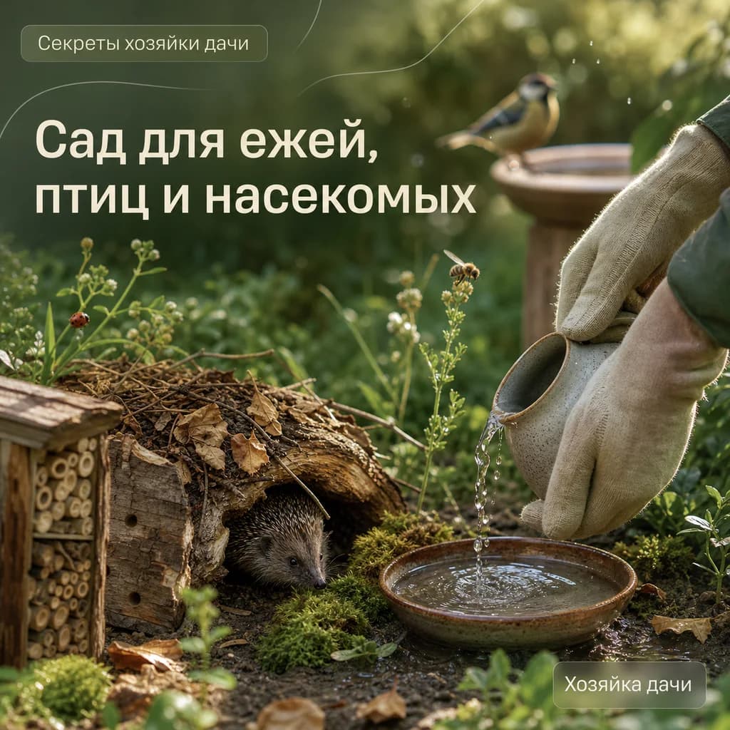 Как создать в саду условия для ежей, птиц и полезных насекомых