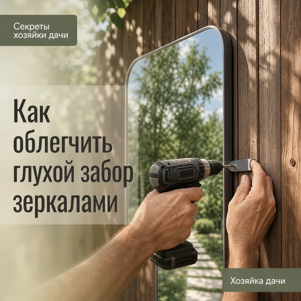Как визуально облегчить глухой забор с помощью зеркал