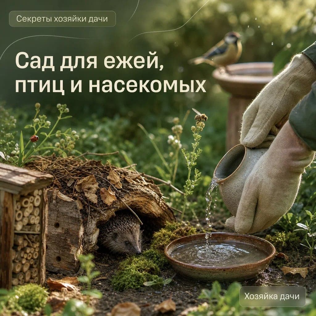 Как создать в саду условия для ежей, птиц и полезных насекомых