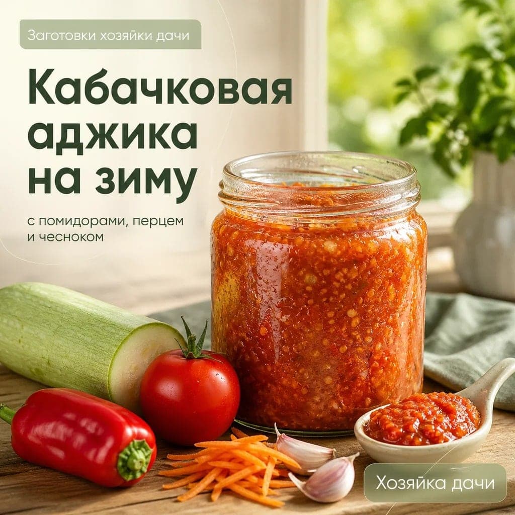 Кабачковая аджика на зиму с помидорами, перцем и чесноком