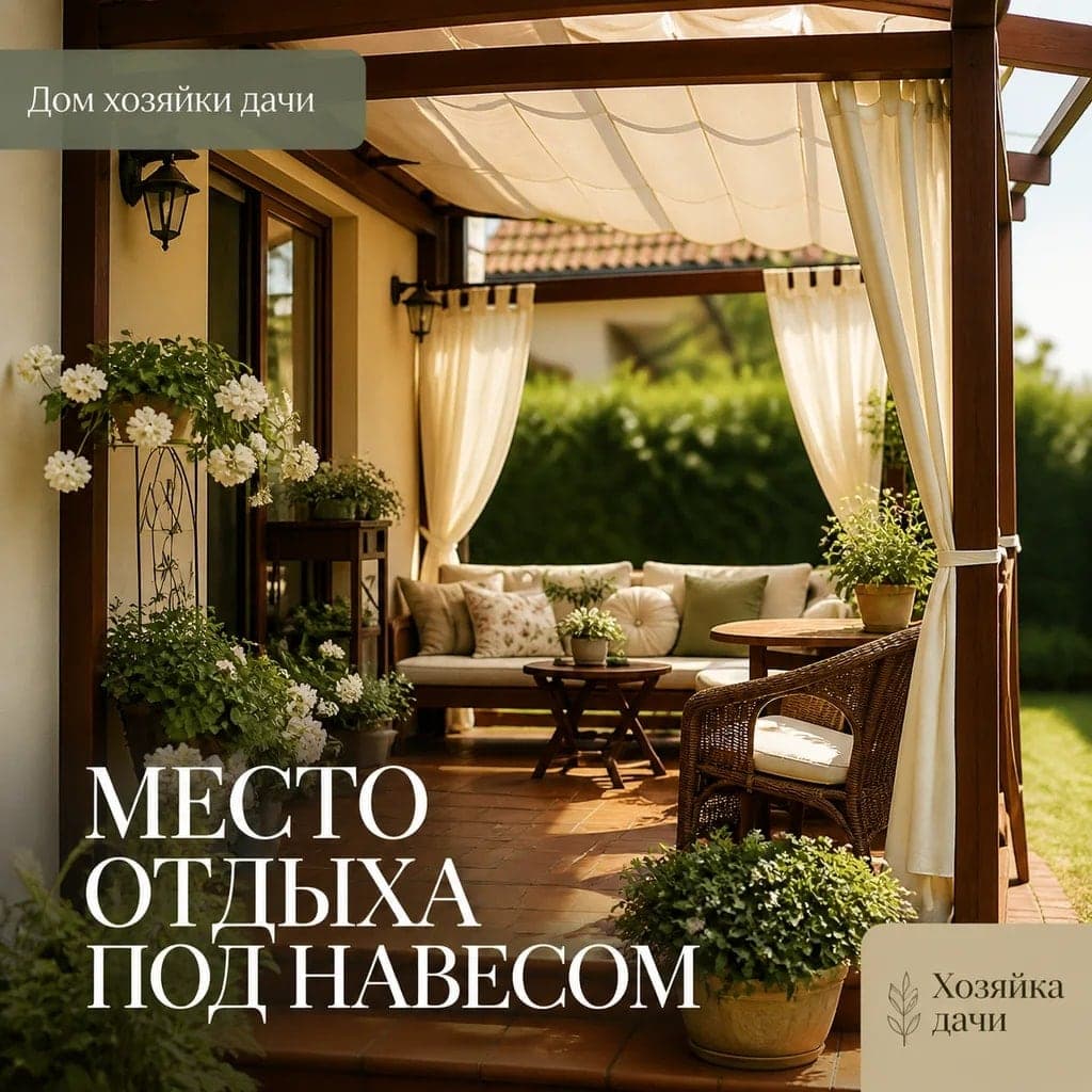 Как обустроить место отдыха под навесом у дома
