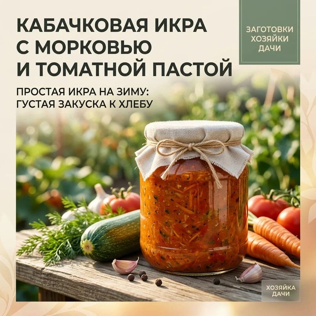 Кабачковая икра с морковью и томатной пастой