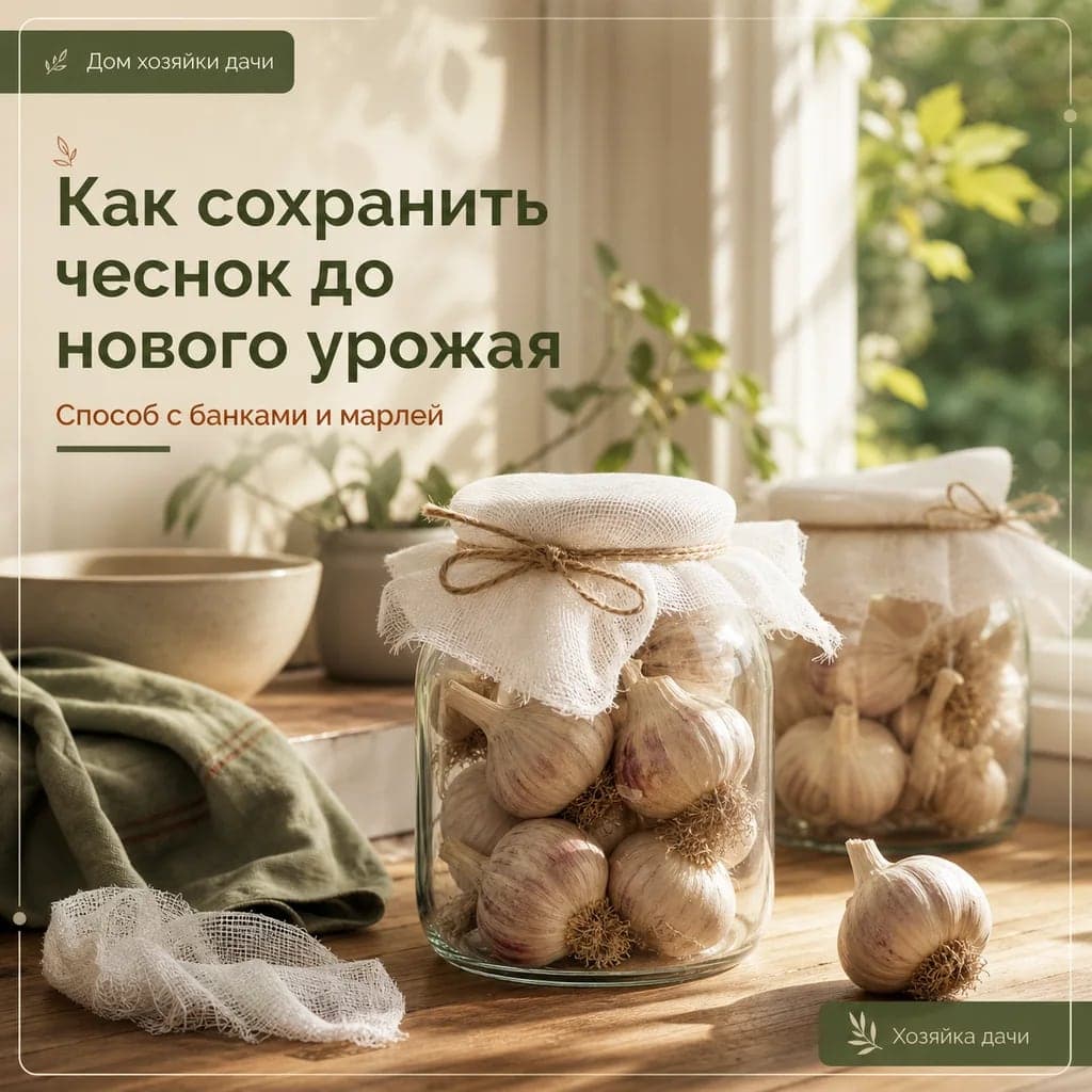 Как сохранить чеснок до нового урожая: способ с банками и марлей