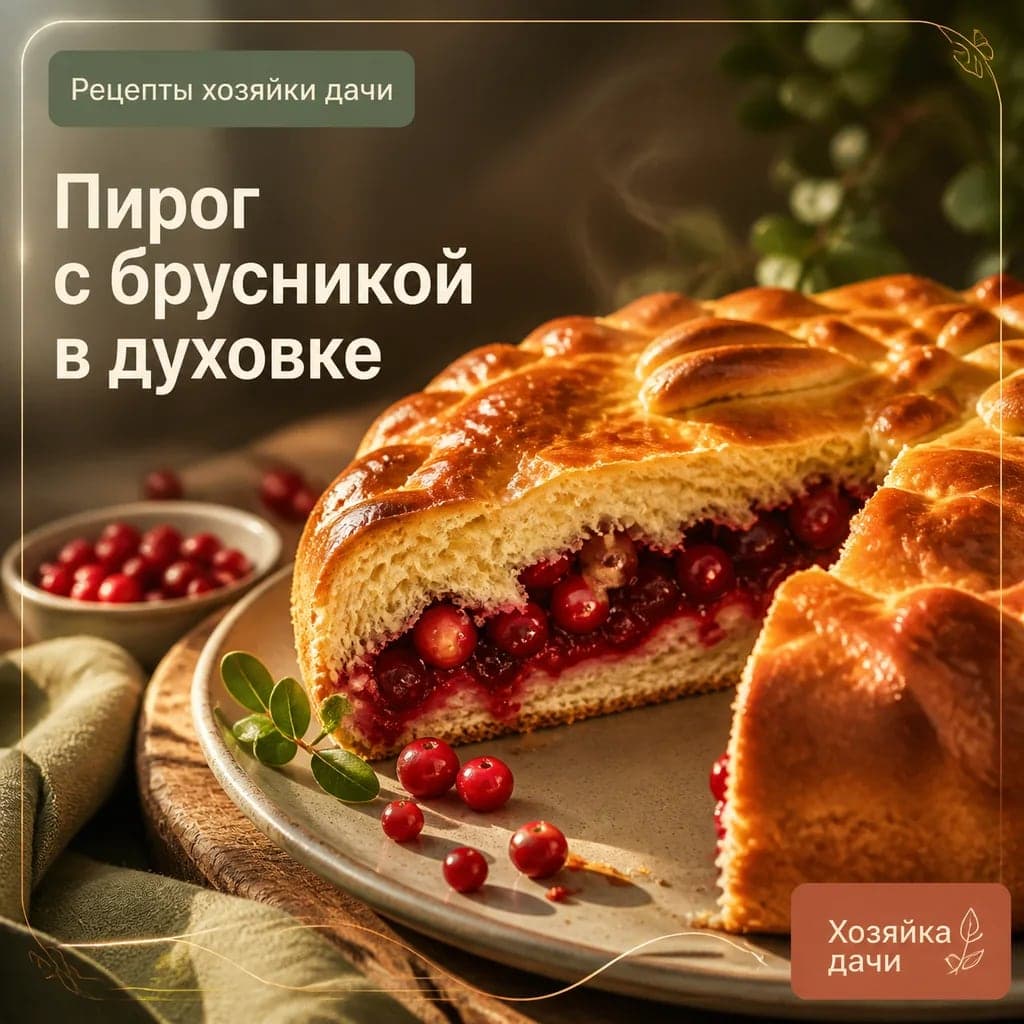 Пирог с брусникой в духовке