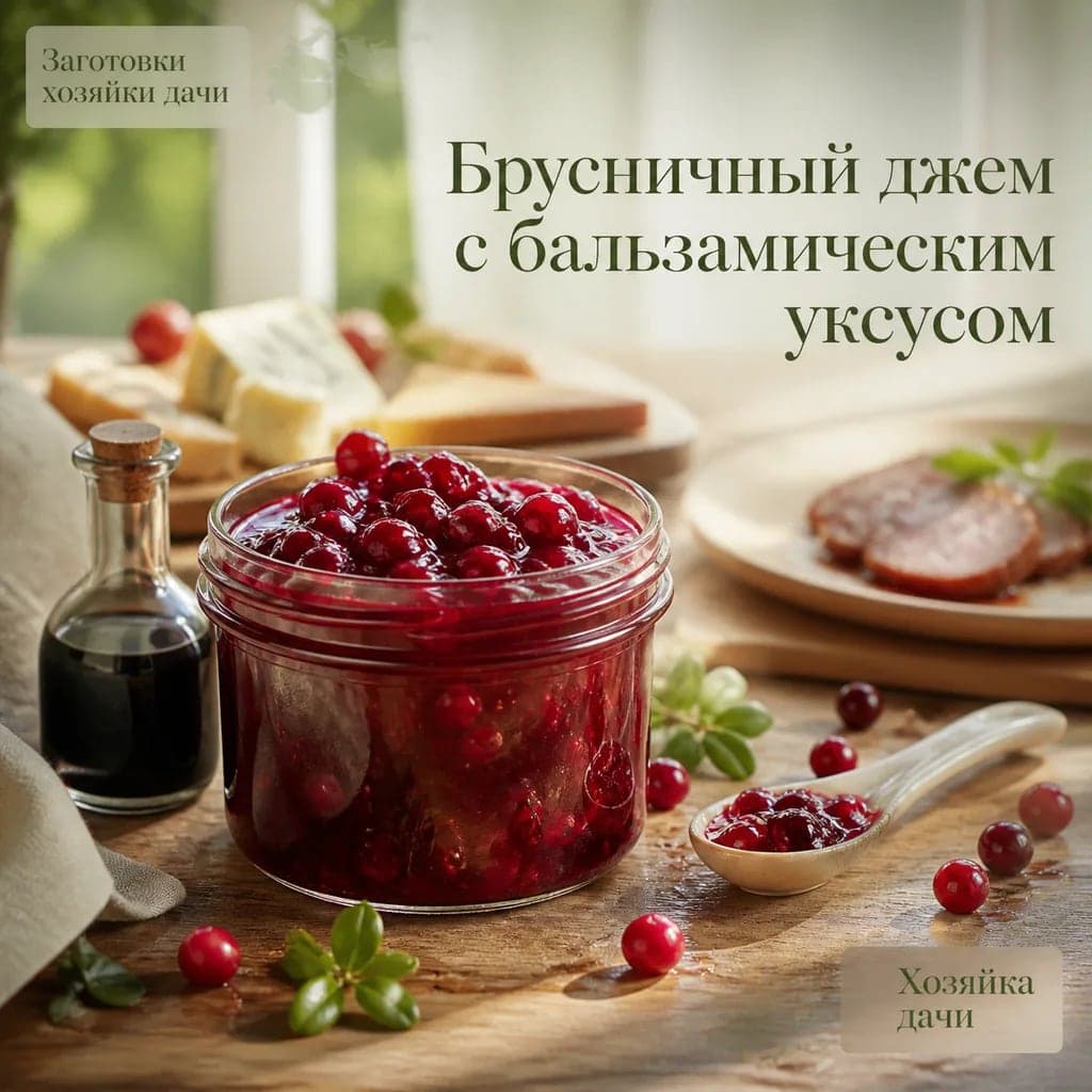 Брусничный джем на зиму с бальзамическим уксусом