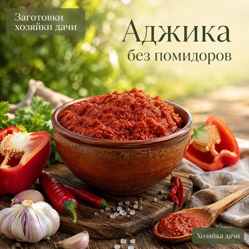Аджика без помидоров с болгарским перцем, чесноком и острым перцем