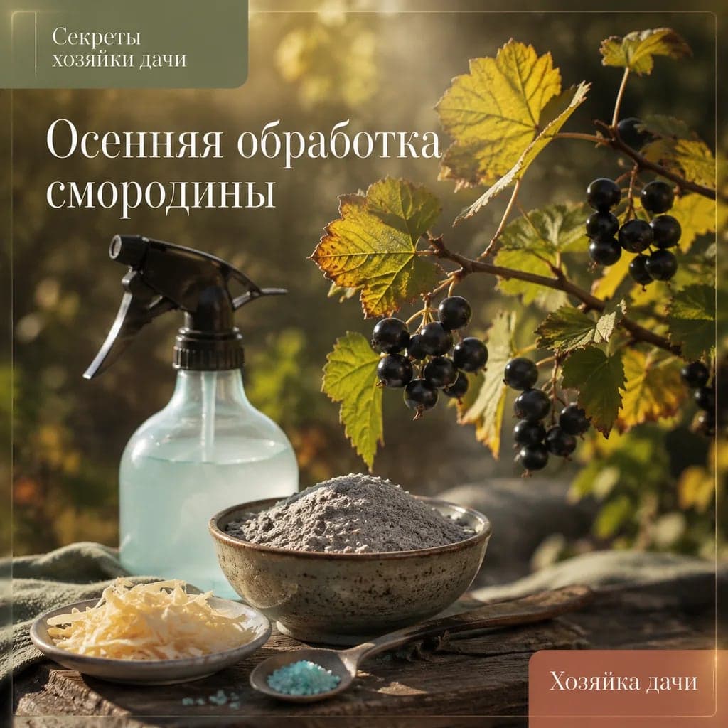 Осенняя обработка смородины раствором с хозяйственным мылом, медным купоросом и золой