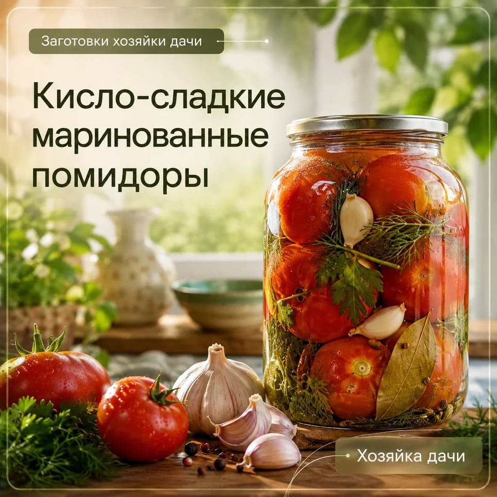 Кисло-сладкие маринованные помидоры по простому рецепту