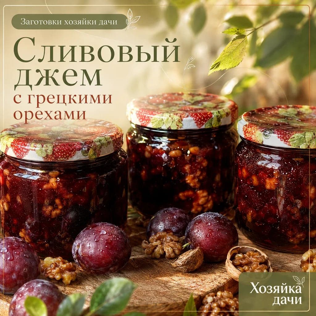 Рецепт сливового джема с грецкими орехами