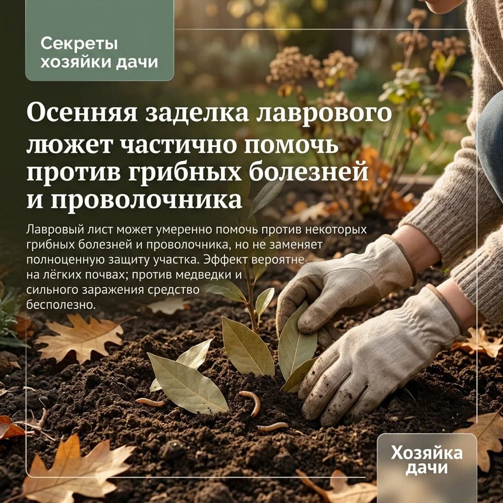 Осенняя заделка лаврового листа может частично помочь против грибных болезней и проволочника