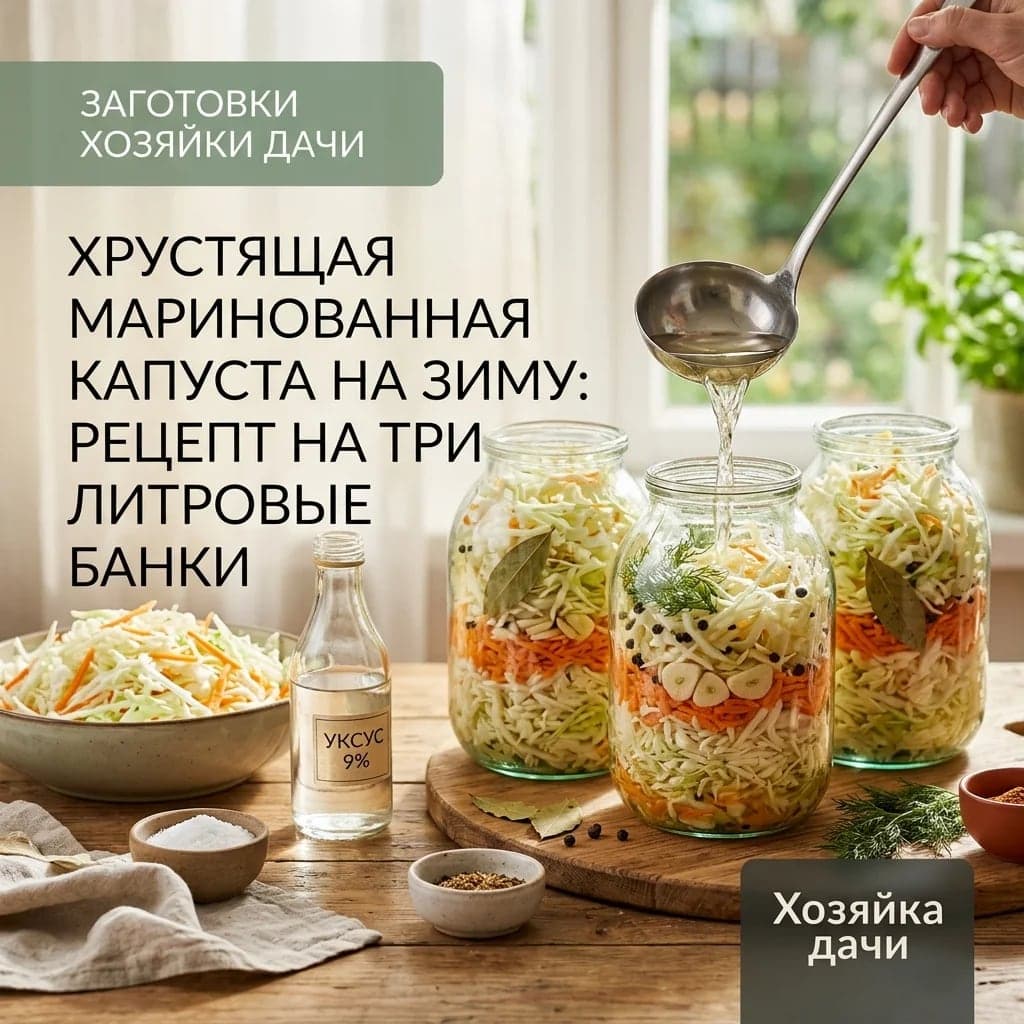 Маринованная капуста с уксусом на зиму: рецепт на три литровые банки
