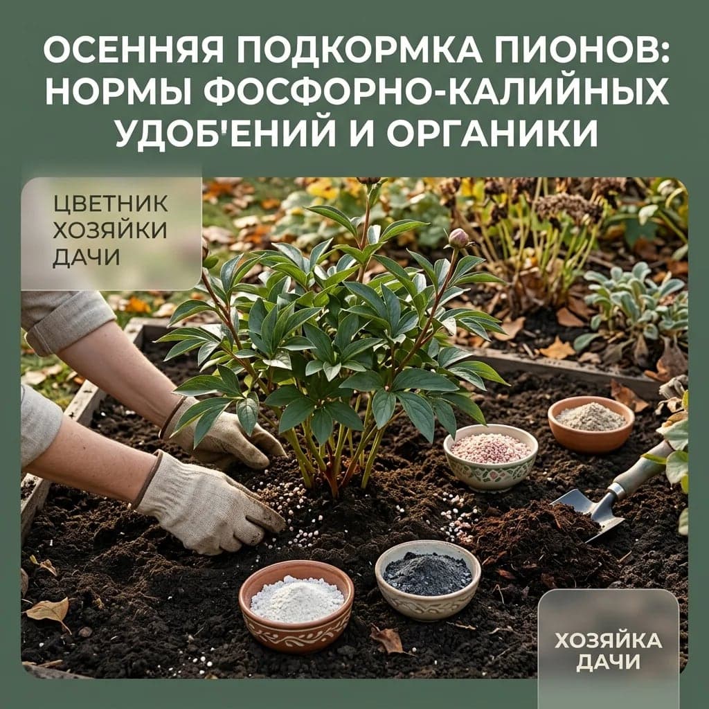 Осенняя подкормка пионов: нормы фосфорно-калийных удобрений и органики