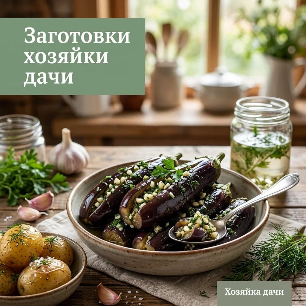 🍆 Солёные баклажаны с чесноком — ароматная закуска к картошечке