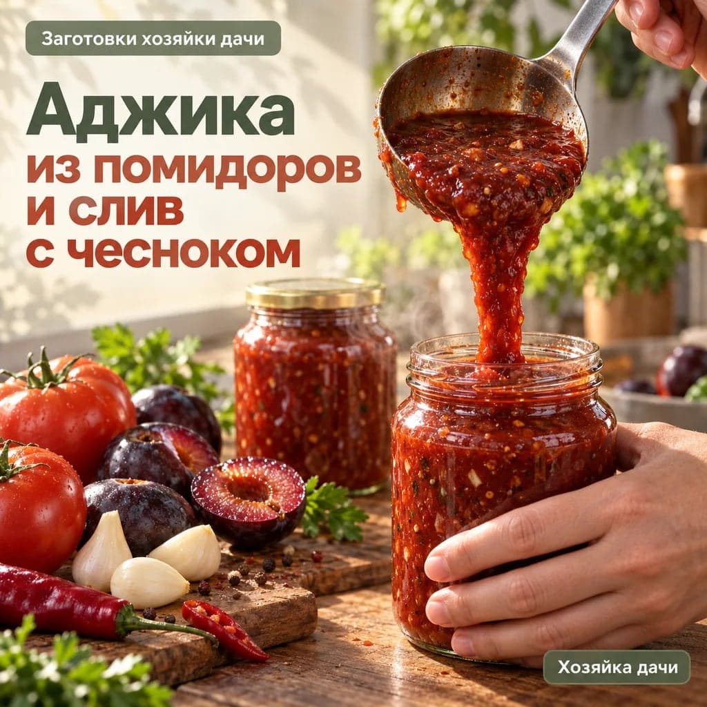 Аджика из помидоров и слив с чесноком на зиму