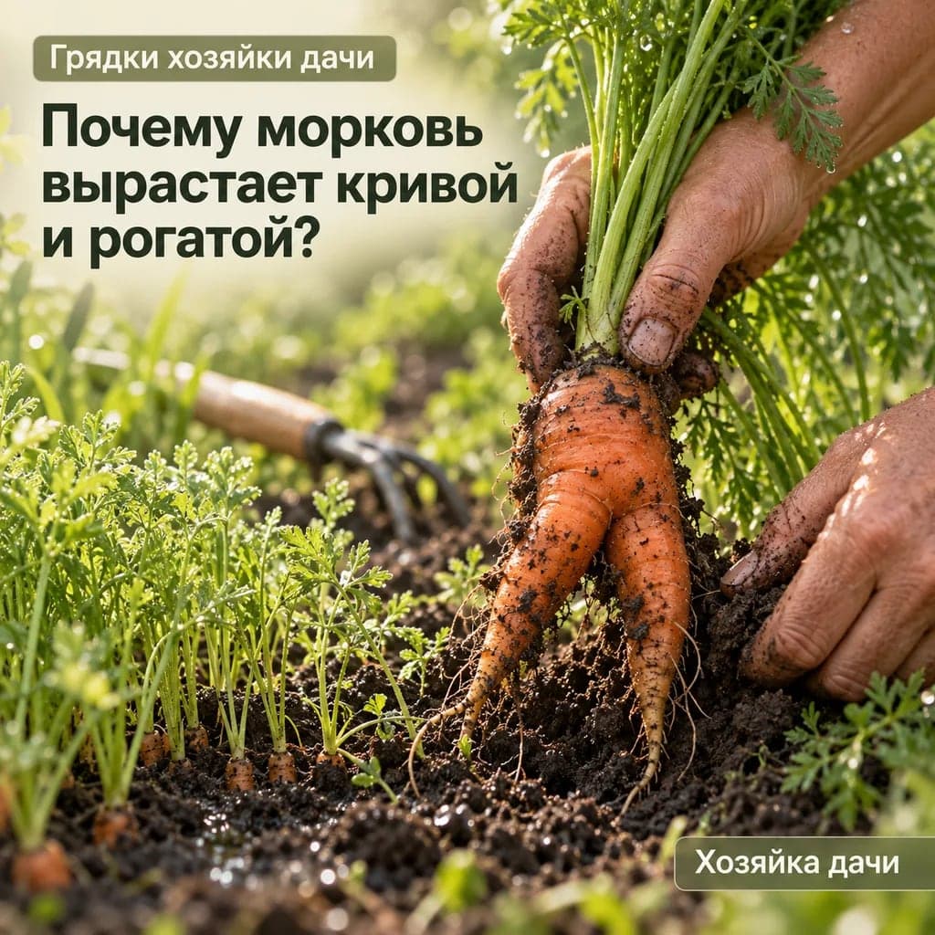 🥕 Почему морковь вырастает кривой и «рогатой»?