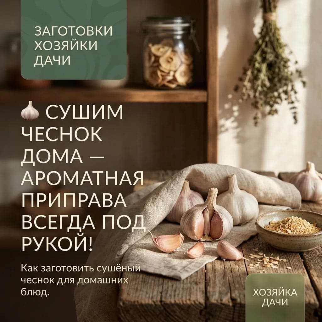🧄 Сушим чеснок дома — ароматная приправа всегда под рукой!