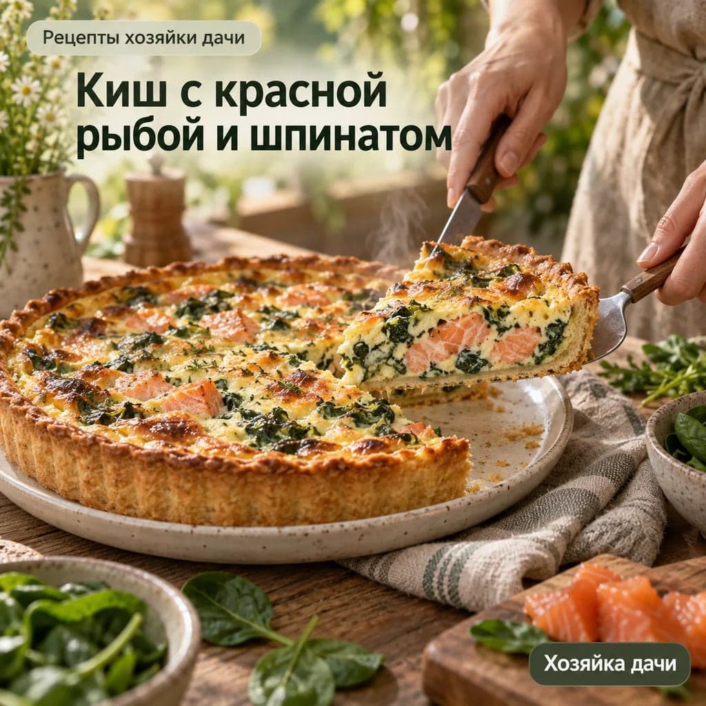 🥧 Киш с красной рыбой и шпинатом