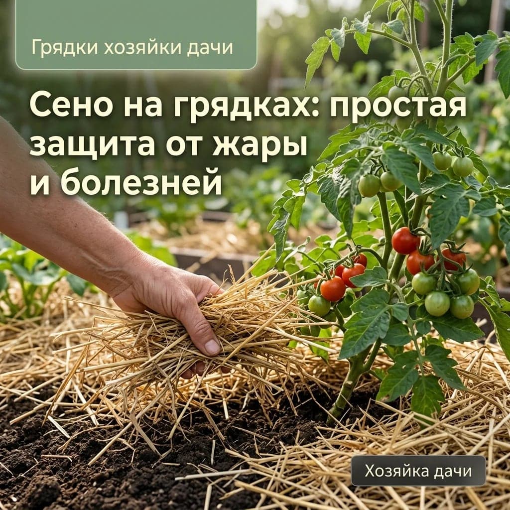 Сено на грядках: простая защита от жары и болезней