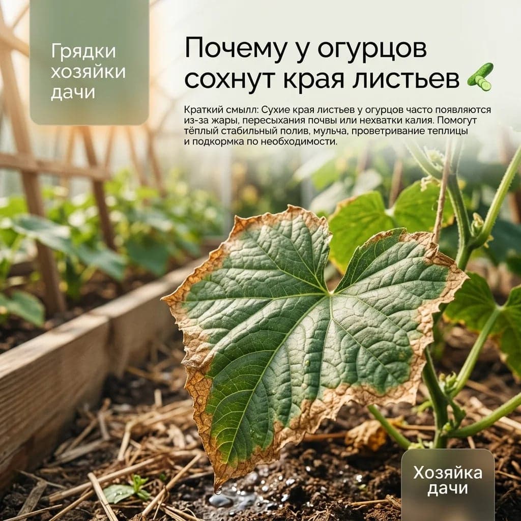 Почему у огурцов сохнут края листьев 🥒