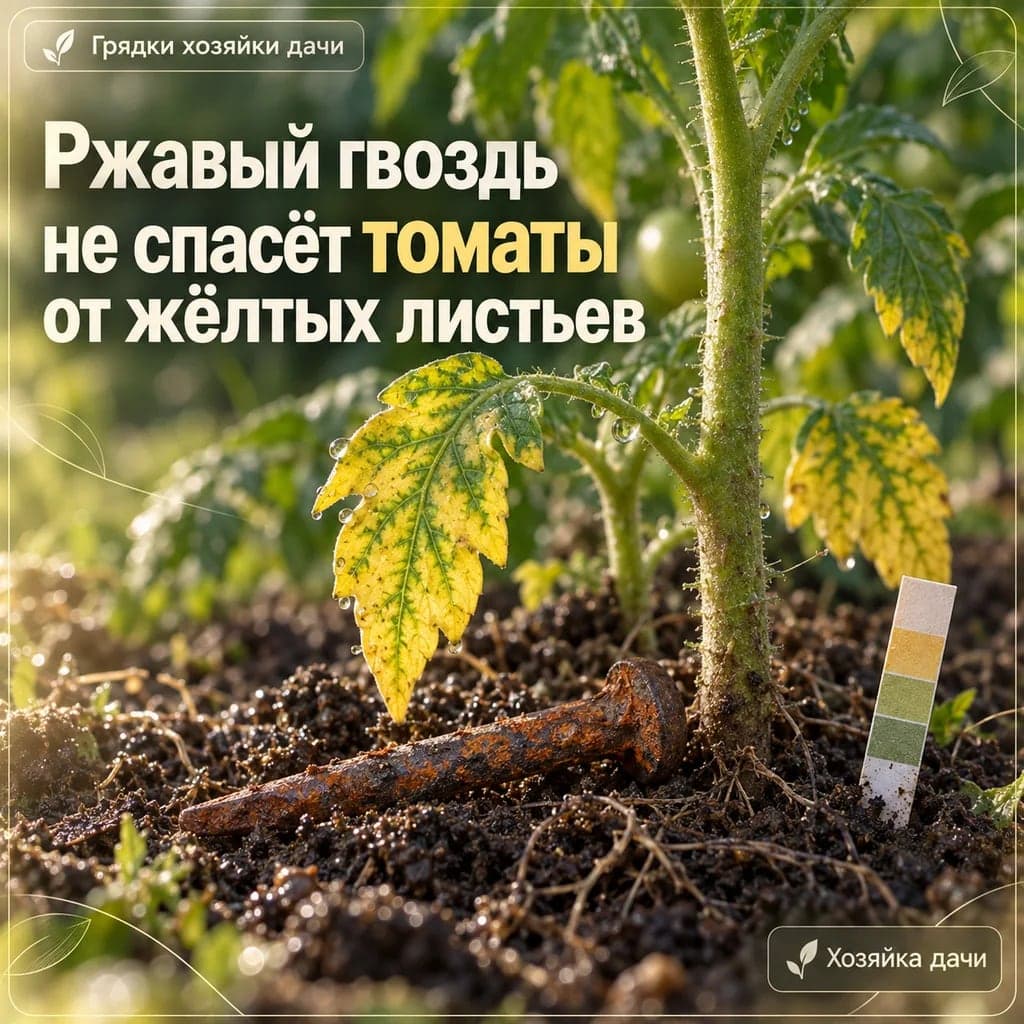 Почему ржавый гвоздь не спасает томаты от жёлтых листьев