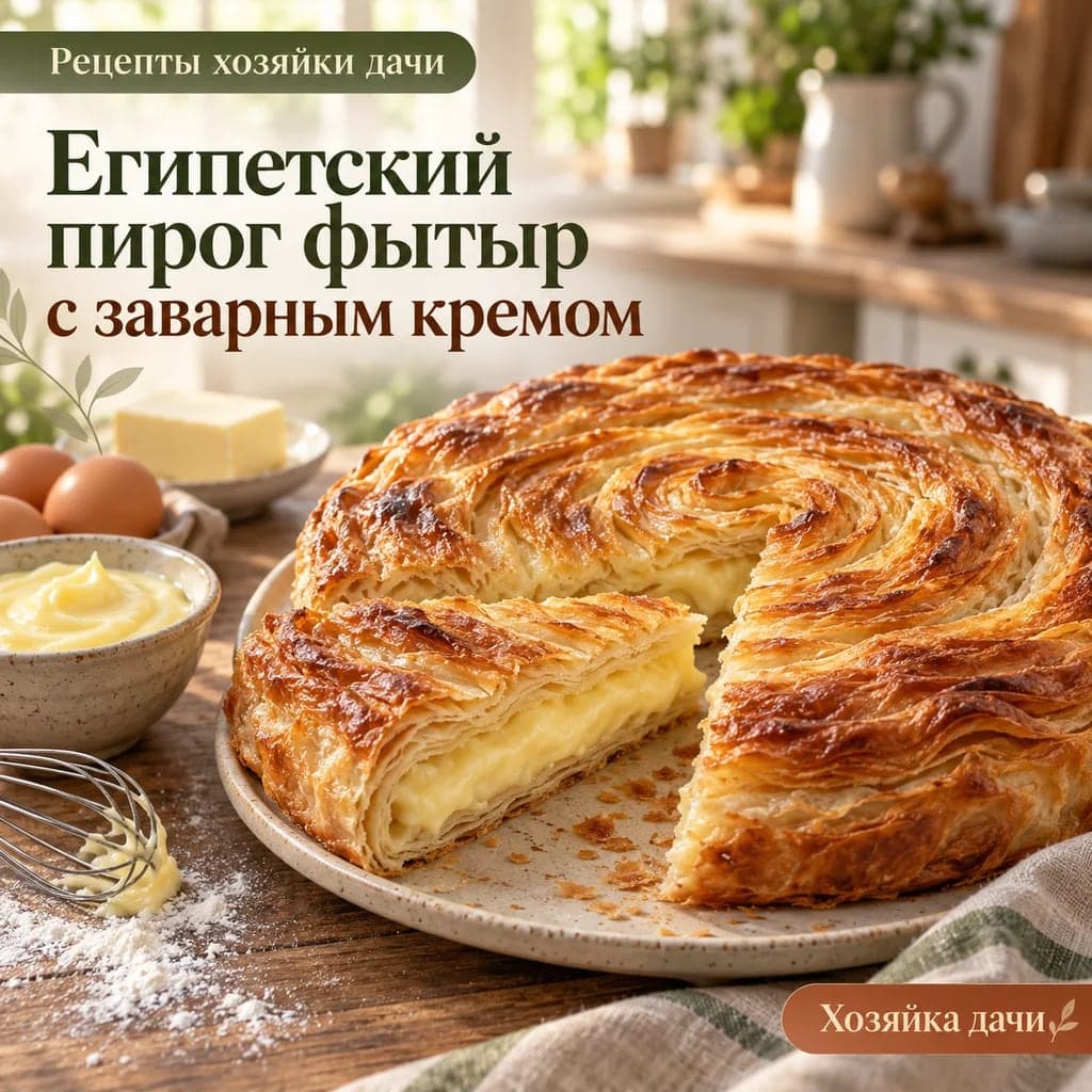 Египетский пирог фытыр с заварным кремом