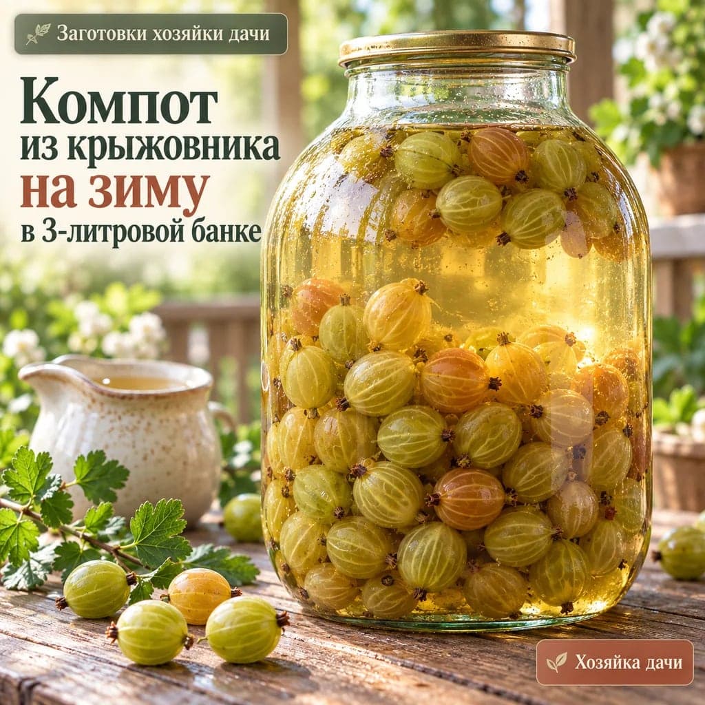 Компот из крыжовника на зиму в 3-литровой банке