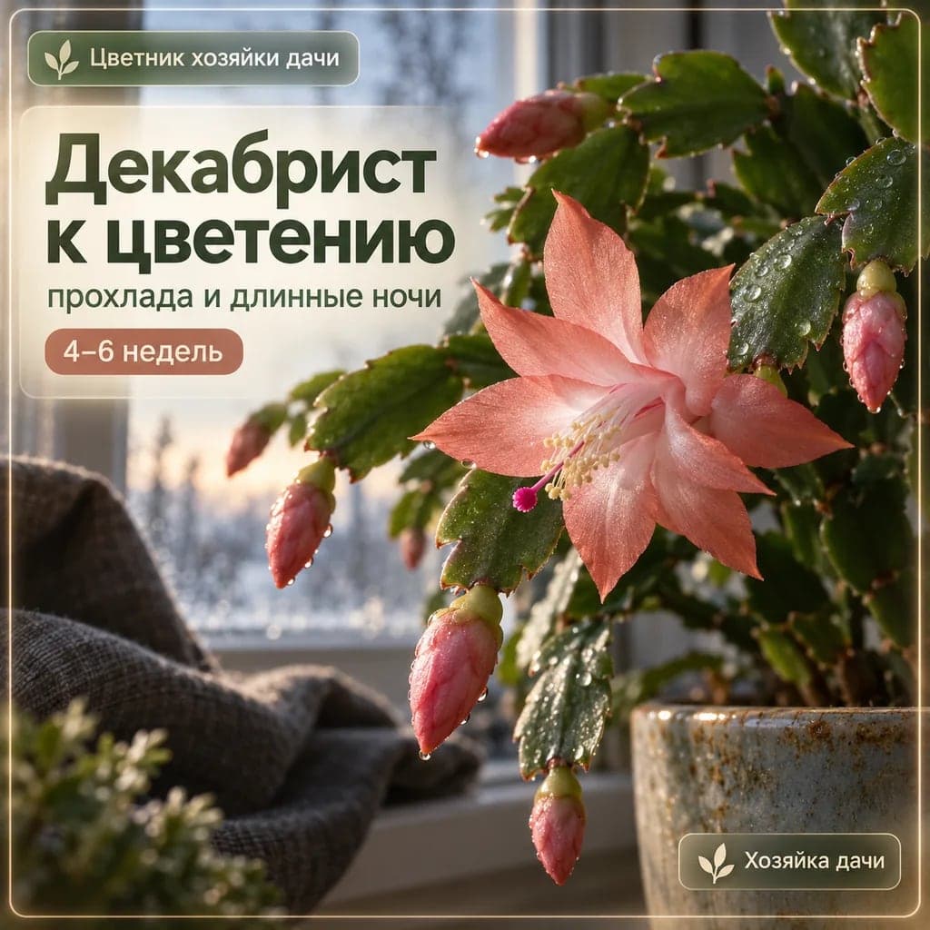 Как подготовить декабрист к цветению: 4–6 недель прохлады и длинных ночей