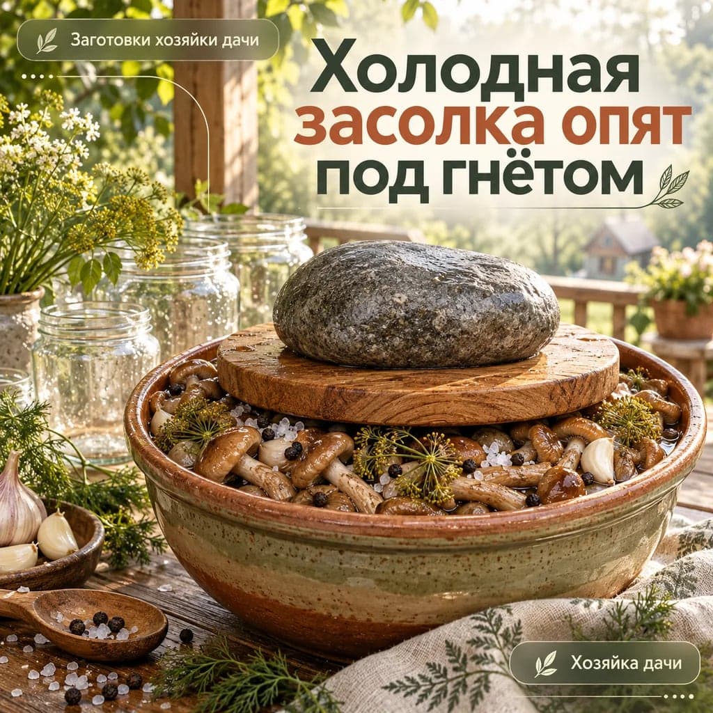 Рецепт холодной засолки опят под гнётом на зиму