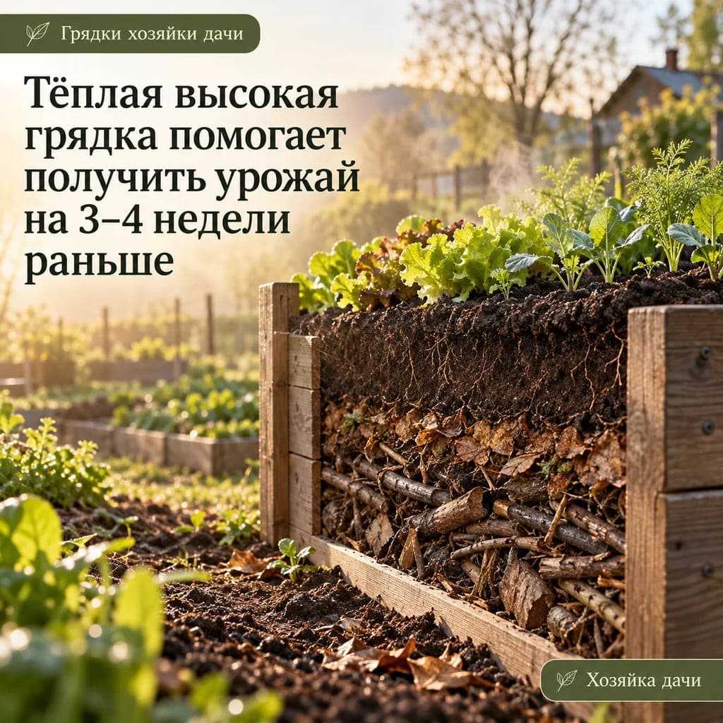 Тёплая высокая грядка помогает получить урожай на 3–4 недели раньше