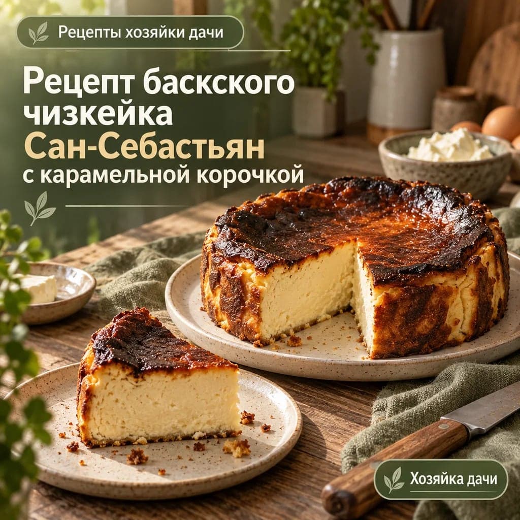 Рецепт баскского чизкейка Сан-Себастьян с карамельной корочкой