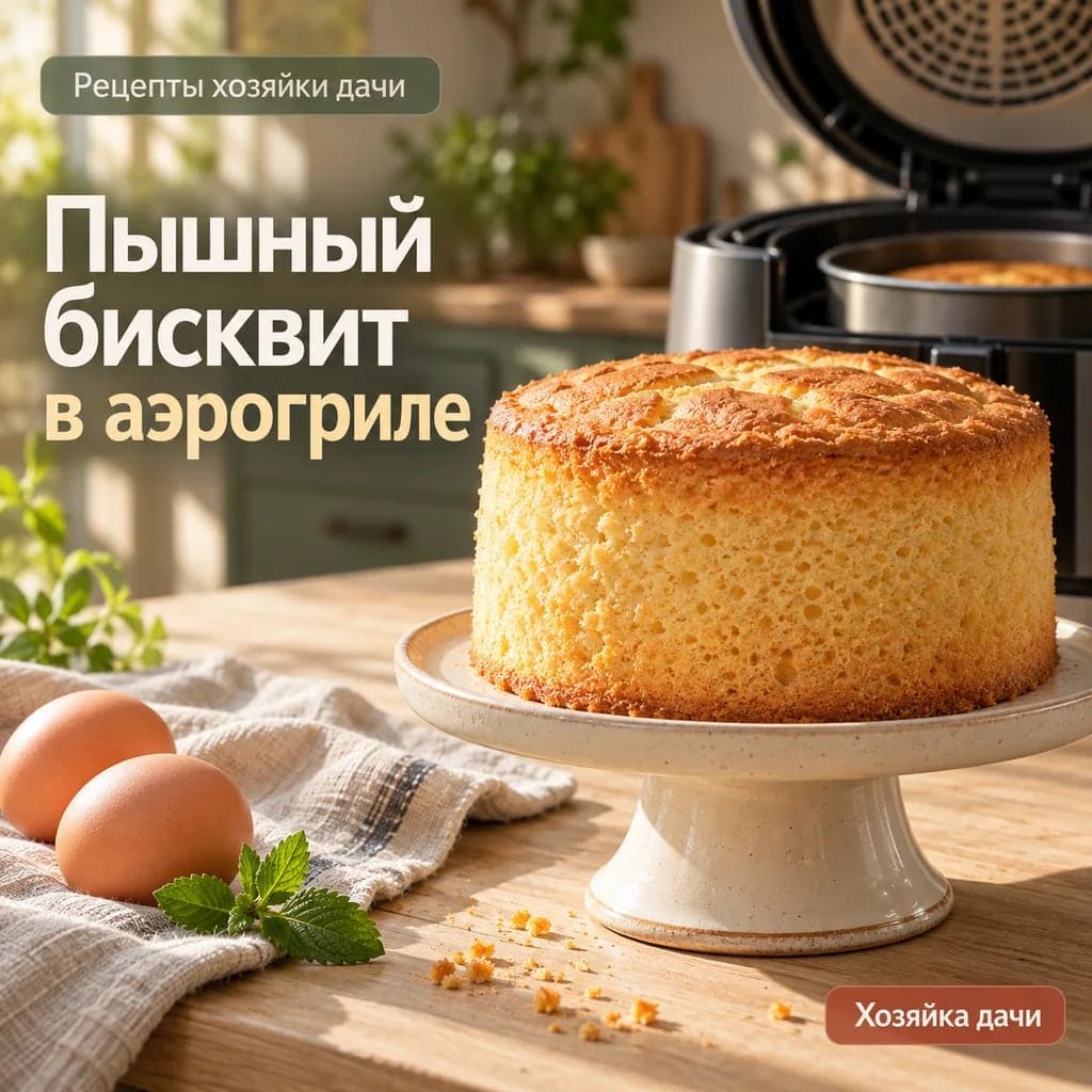 Пышный бисквит в аэрогриле