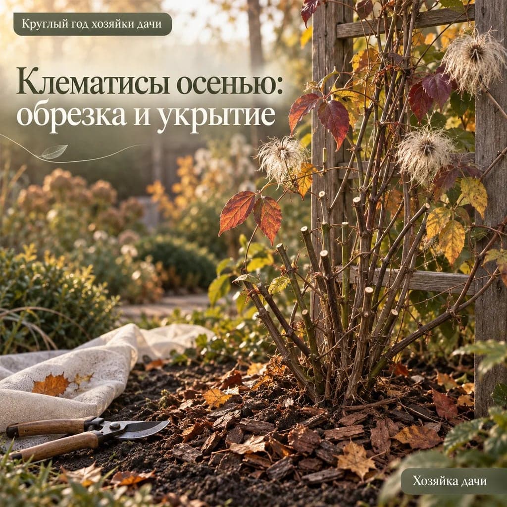 Клематисы осенью: обрезка по группе, обработка почвы и укрытие на зиму