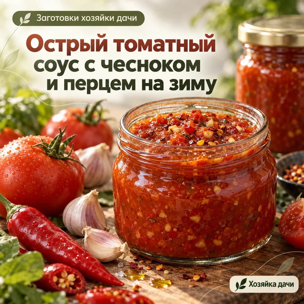 Острый томатный соус с чесноком и перцем на зиму