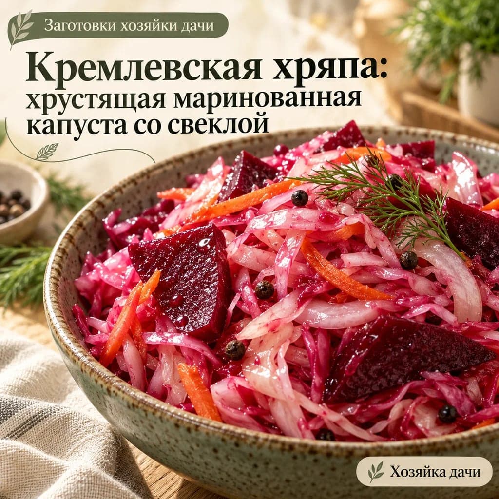 Кремлевская хряпа: хрустящая капустная закуска со свеклой
