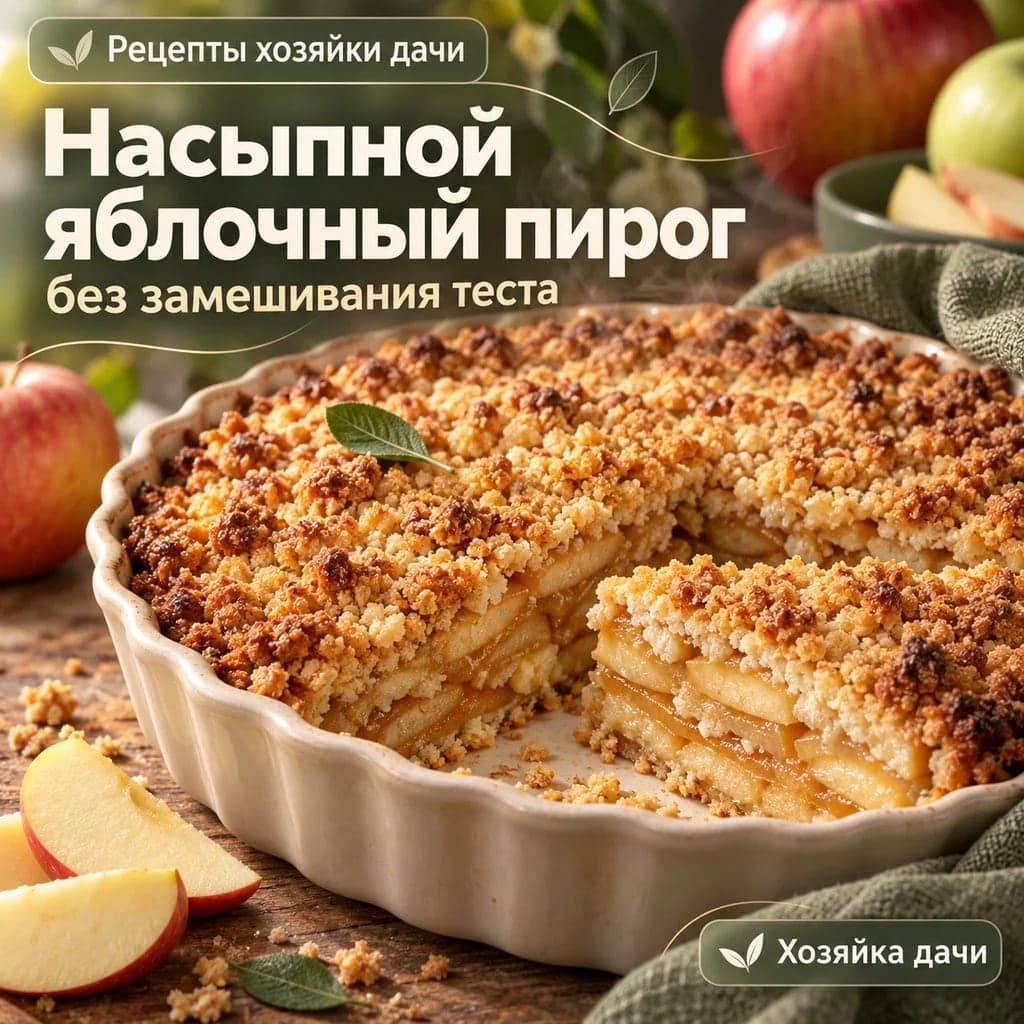 Насыпной яблочный пирог без замешивания теста