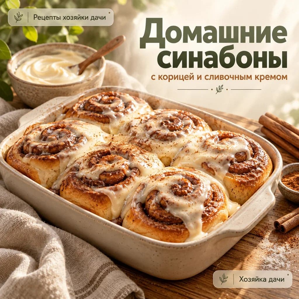 Домашние синабоны с корицей и сливочным кремом