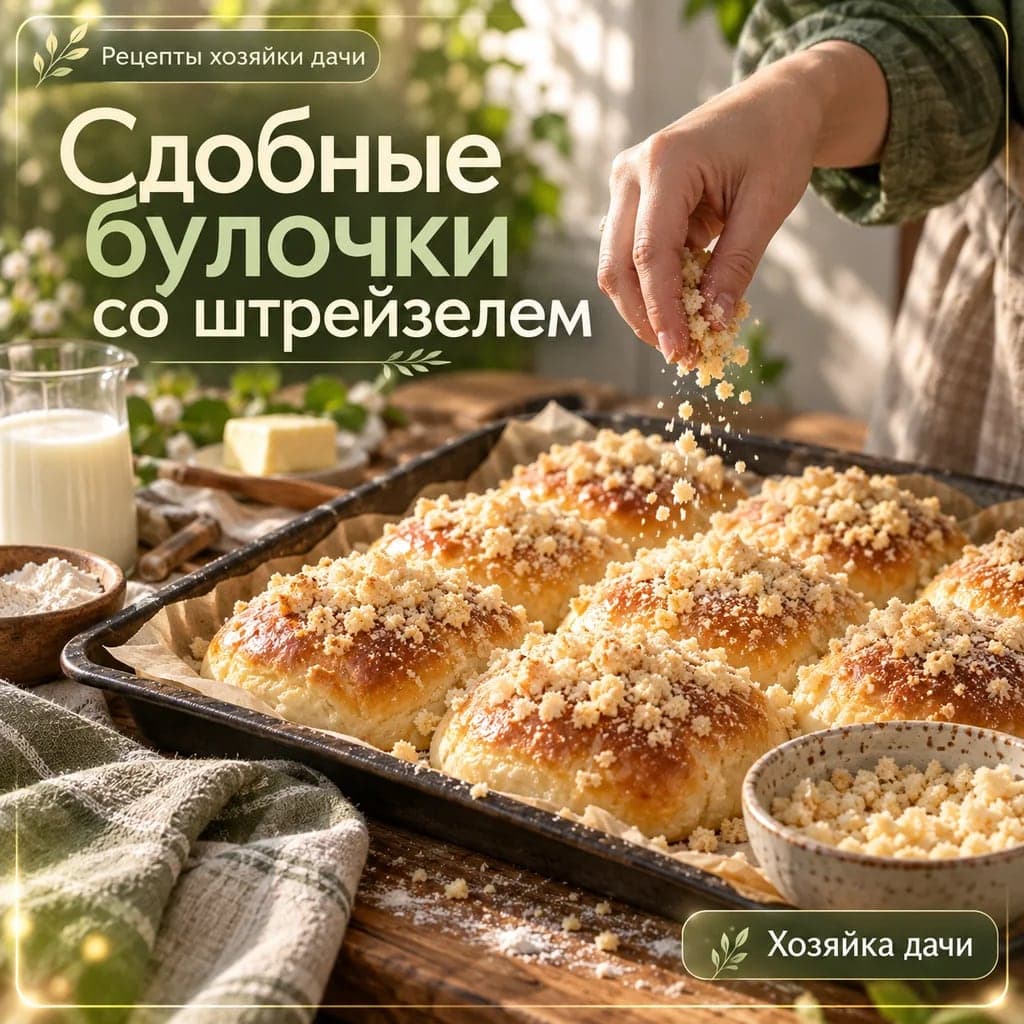 Сдобные дрожжевые булочки на молоке со штрейзельной крошкой