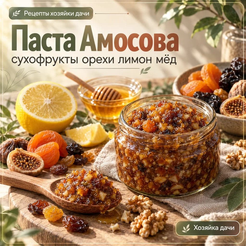 Рецепт пасты Амосова из сухофруктов, орехов, лимона и мёда