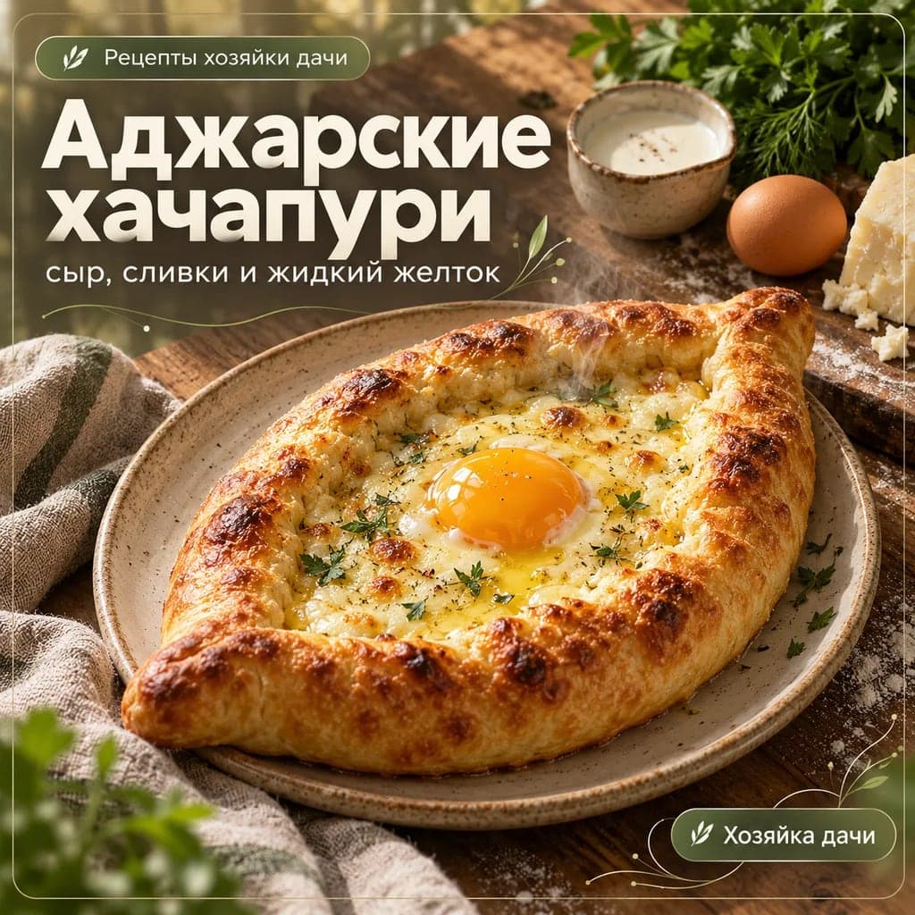 Рецепт аджарских хачапури с сыром, сливками и жидким желтком
