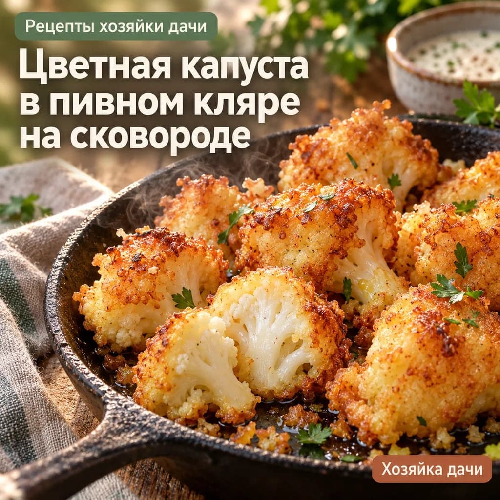 Цветная капуста в пивном кляре на сковороде
